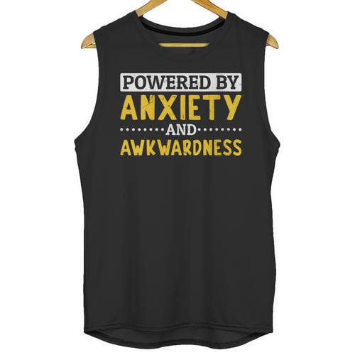 Powered By Anxiety And Awkwardness Social Anxiety Introverts Unisex Tank Top - Raresse