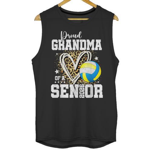 Proud Grandma Of A 2026 Senior Volleyball Graduation Leopard Unisex Tank Top - Best Gift Smart