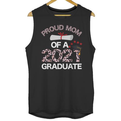 Proud Mom Of A 2021 Graduate Leopard Print Graduation Mama Unisex Tank Top - Best Gift Smart
