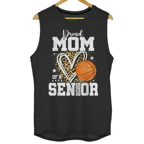 Proud Senior Mom Class Of 2026 Basketball Graduation Leopard Unisex Tank Top - Best Gift Smart