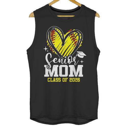 Proud Senior Mom Class Of 2026 Softball Graduation Heart Unisex Tank Top - Best Gift Smart