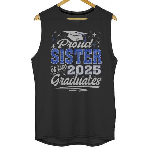 Proud Sister Of Two Class Of 2025 Graduates Twins Graduation Unisex Tank Top - Best Gift Smart