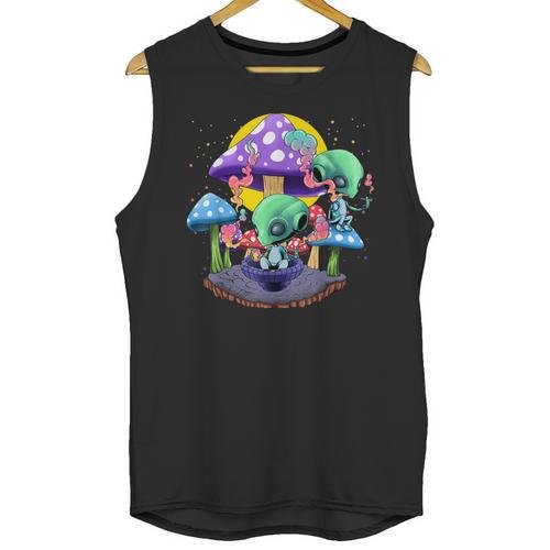 Psychedelic Alien Mushroom Nostalgia Groovy Vibe Hippie Unisex Tank Top - Figerry