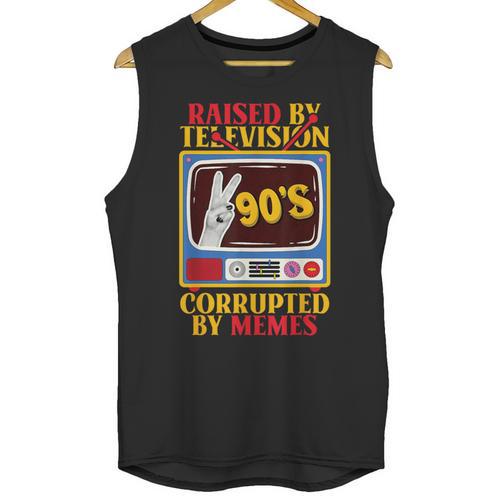 Raised By Television Corrupted By Memes Internet Nostalgia Unisex Tank Top - Figerry