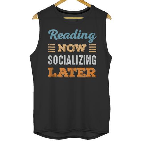 Reading Now Minimal Socializing Introvert Vintage Unisex Tank Top - Raresse