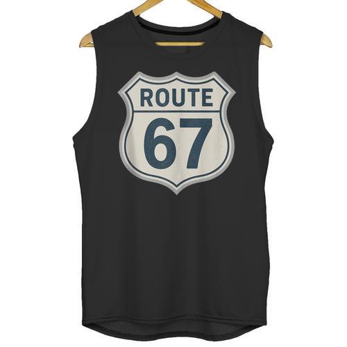 Retro Route 67 Highway Sign Vintage Road Nostalgia Unisex Tank Top - Figerry