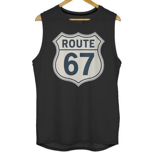 Retro Route 67 Highway Sign Vintage Road Nostalgia Unisex Tank Top - Figerry
