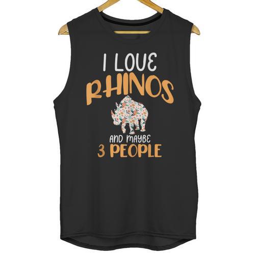 I Like Rhinos And Maybe 3 People Introvert Animal Unisex Tank Top - Raresse