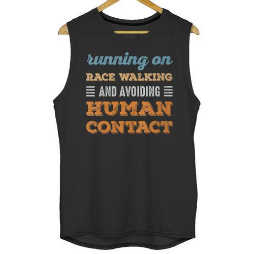 Running On Race Walking Social Introvert Humor Vintage Unisex Tank Top - Raresse