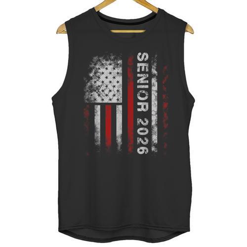 Senior 2026 American Flag Shirt USA Graduation Class Of 2026 Unisex Tank Top - Best Gift Smart