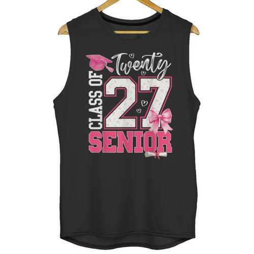 Senior 2027 Class Of 2027 Pink Coquette Bow Graduation Girl Unisex Tank Top - Best Gift Smart