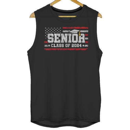 Senior Class 2024 Graduation American Flag Senior 2024 For Women Men Unisex Tank Top - Best Gift Smart