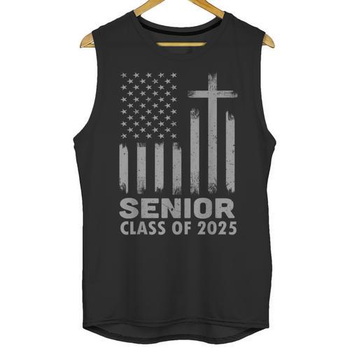 Senior Class Of 2025 USA Flag Cross Christian Graduation Unisex Tank Top - Best Gift Smart