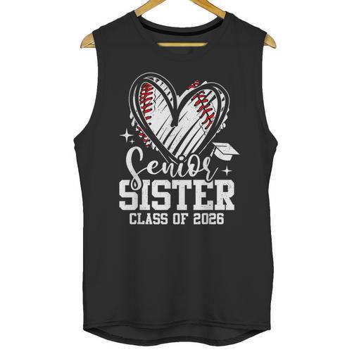 Senior Sister Class Of 2026 Baseball Graduation Heart Unisex Tank Top - Best Gift Smart