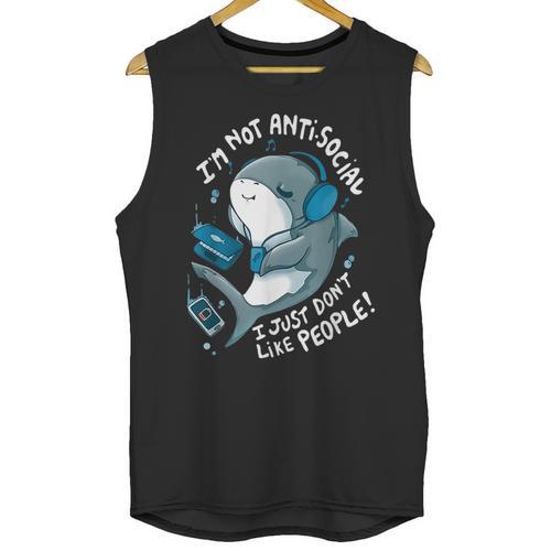 Shark Don’t Like People Antisocial Introvert Unisex Tank Top - Raresse