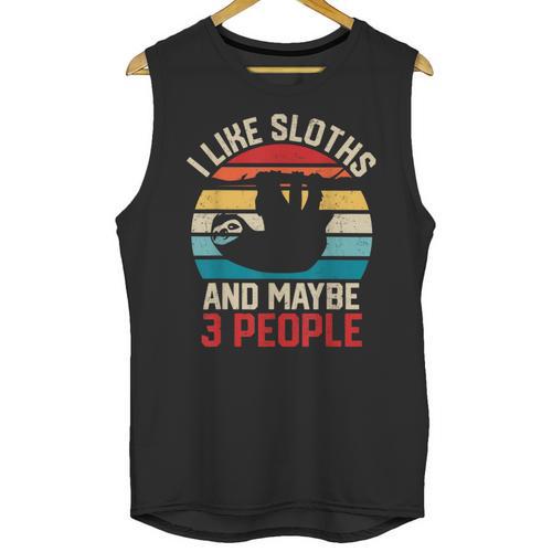 I Like Sloths And Maybe 3 People Sloth Introvert Vintage Unisex Tank Top - Raresse