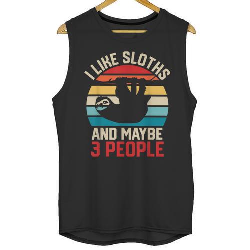 I Like Sloths And Maybe 3 People Sloth Lover Introvert Retro Unisex Tank Top - Raresse