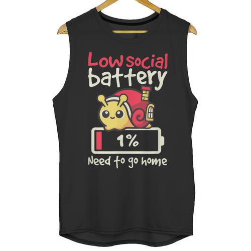 Snail Low Social Battery Need To Go Home Tee For Introvert Unisex Tank Top - Raresse
