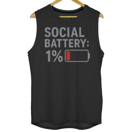 Social Battery 1 Percent Introvert Mood Minimalist Unisex Tank Top - Raresse