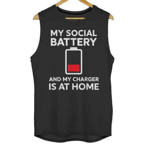 Social Battery Low Charger At Home Antisocial Introvert Unisex Tank Top - Raresse