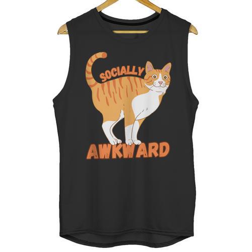 SOCIALLY AWKWARD FUNNY CAT ANTISOCIAL INTROVERT WEIRD Unisex Tank Top - Raresse