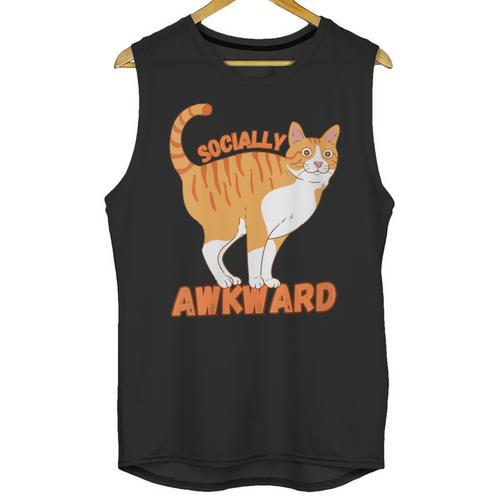 SOCIALLY AWKWARD FUNNY CAT ANTISOCIAL INTROVERT WEIRD Unisex Tank Top - Raresse