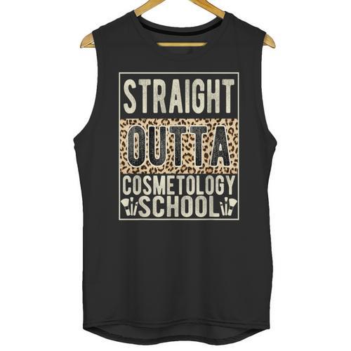Straight Outta Cosmetology School Leopard Graduation Unisex Tank Top - Best Gift Smart