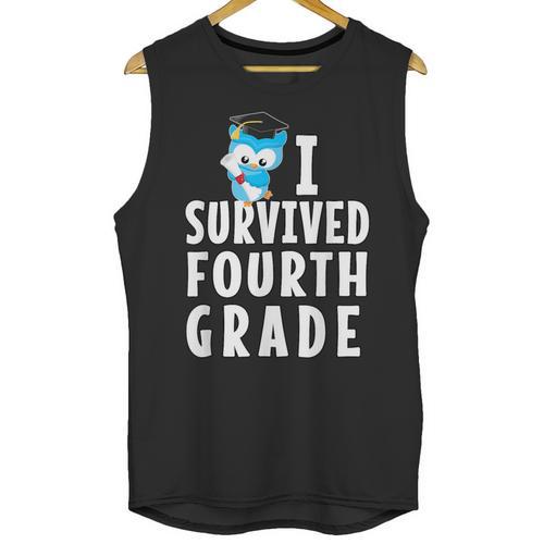 I Survived Fourth Grade Graduation Kids Owl Grad Unisex Tank Top - Best Gift Smart
