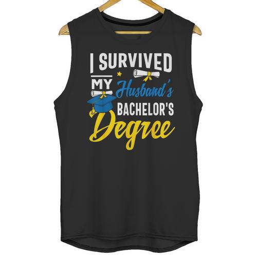 i Survived My Husbands Bachelors Degree Graduation Gifts Unisex Tank Top - Best Gift Smart