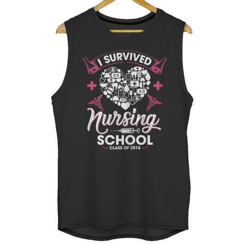 I Survived Nursing School Class Of 2018 Graduation T-Shirt Unisex Tank Top - Best Gift Smart