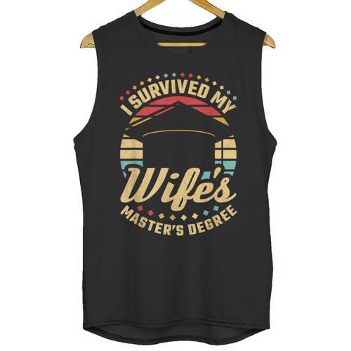 Survived My Wife's Master's Degree College Graduation Unisex Tank Top - Best Gift Smart