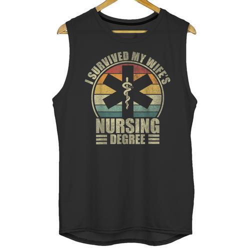I Survived My Wife's Nursing Degree Nursing Graduation Unisex Tank Top - Best Gift Smart