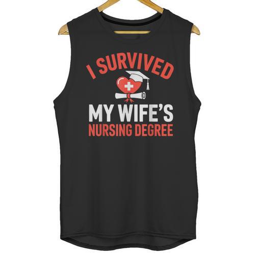 I Survived My Wife's Nursing Degree Rn Graduation Nurse Unisex Tank Top - Best Gift Smart