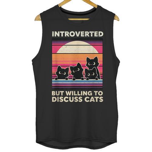 Unique Art For Introverted Cat Fans -Adults Cat Humorous Introvert Small Unisex Tank Top - Raresse
