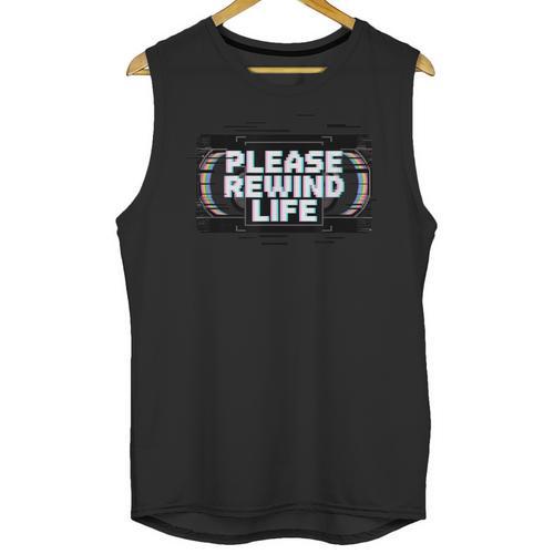 VHS Tape Rewind Glitch 90s Retro Nostalgia Please Rewind Unisex Tank Top - Figerry