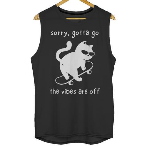 Vibes Are Off Cat Skateboard Introvert Sarcastic Humor Unisex Tank Top - Raresse