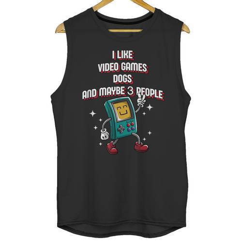 I Like Video Games Dogs And Maybe 3 People Gamer Introvert Unisex Tank Top - Raresse