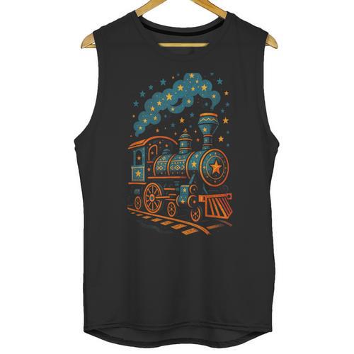 Vintage Locomotive Nostalgia Railroad Stars Unisex Tank Top - Figerry