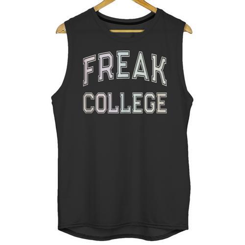 Vintage Sarcastic FREAK COLLEGE Introvert Anti Social Unisex Tank Top - Raresse