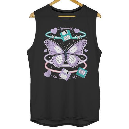 Y2K Butterfly Floppy Disk Art Digital Nostalgia Unisex Tank Top - Figerry