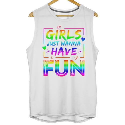 80's Girls Just Wanna Have Fun Nostalgia 1980s Style Premium Tri-Blend Unisex Tank Top - Figerry
