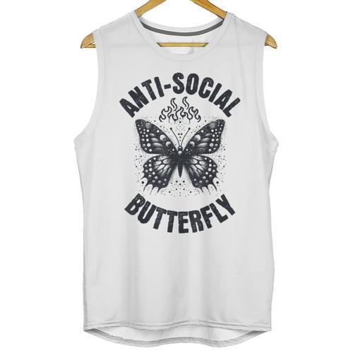 Anti-Social Butterfly Awkward Introvert Homebody Humor Unisex Tank Top - Raresse