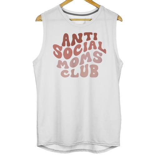 Anti Social Moms Club On Back Retro Introvert Unsociable Unisex Tank Top - Raresse