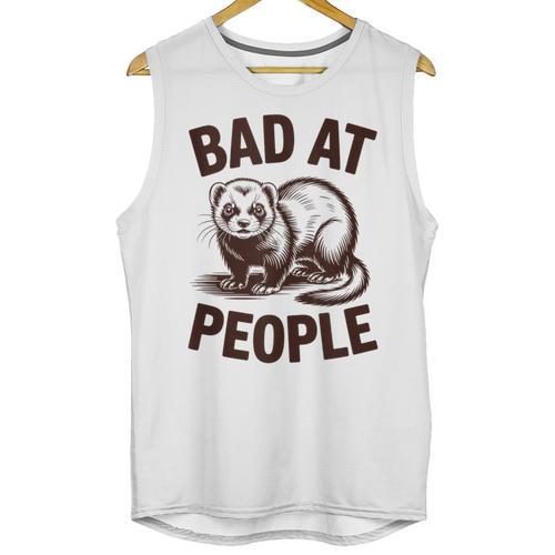 Bad At People Ferret Introvert Saying Slogan Unisex Tank Top - Raresse