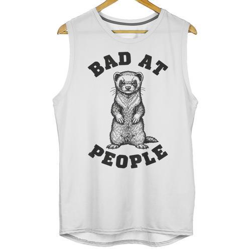 Bad At People Ferret Introvert Saying Slogan Unisex Tank Top - Raresse