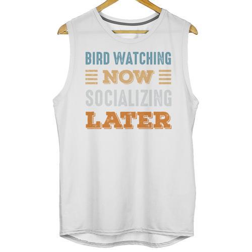 Bird Watching Now Minimal Socializing Introvert Vintage Unisex Tank Top - Raresse