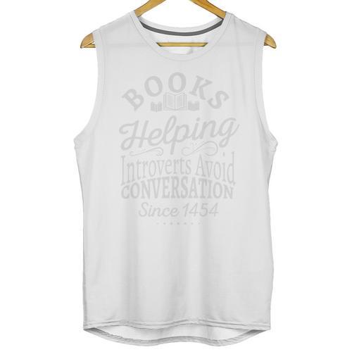 Books Helping Introverts Avoid Conversation Apparel Premium Tri-Blend Unisex Tank Top - Raresse