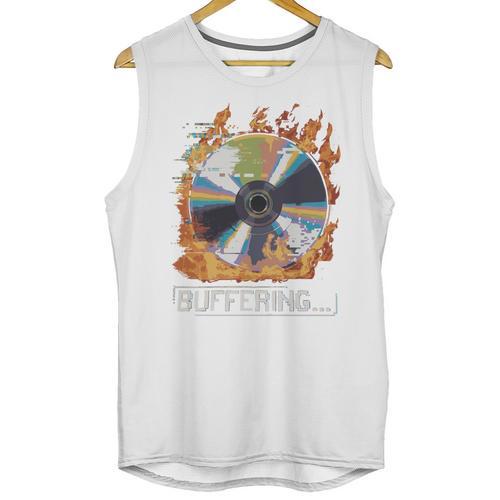 Buffering Glitched CD On Fire 2000s Nostalgia Unisex Tank Top - Figerry