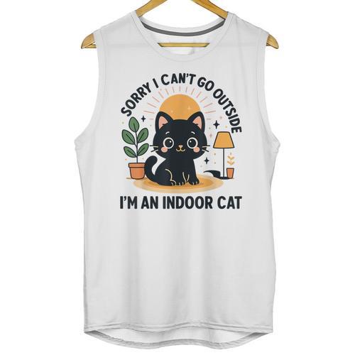 Cat Shirt Introvert Sorry I Can’t Go I’m An Indoor Cat Unisex Tank Top - Raresse