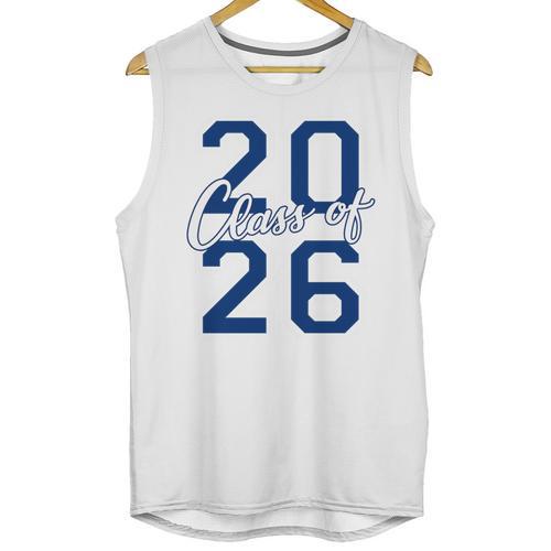 Class Of 2026 Graduation Varsity Navy Blue Letters Premium Tri-Blend Unisex Tank Top - Best Gift Smart